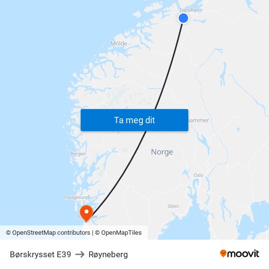 Børskrysset E39 to Røyneberg map