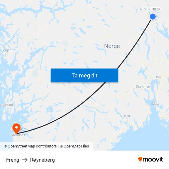 Freng to Røyneberg map
