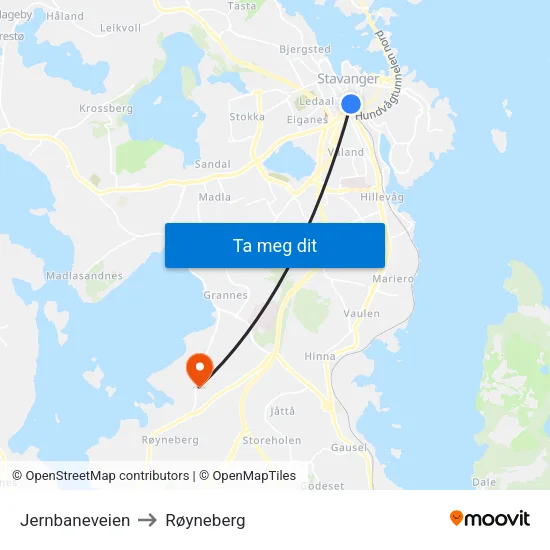 Jernbaneveien to Røyneberg map