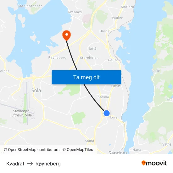 Kvadrat to Røyneberg map