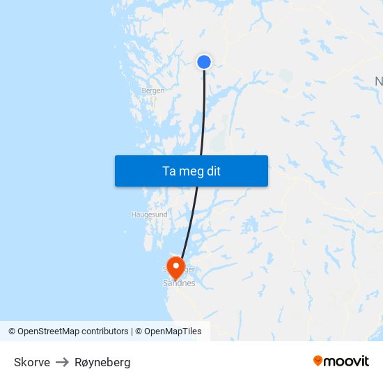 Skorve to Røyneberg map