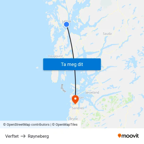 Verftet to Røyneberg map