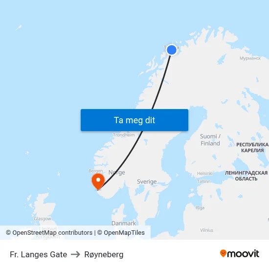 Fr. Langes Gate to Røyneberg map