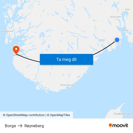 Borge to Røyneberg map