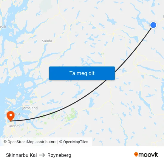 Skinnarbu Kai to Røyneberg map