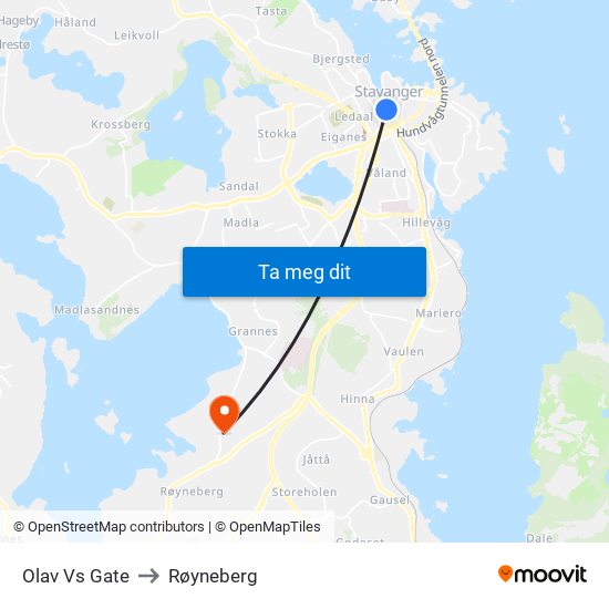 Olav Vs Gate to Røyneberg map