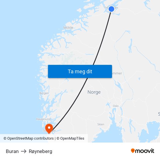 Buran to Røyneberg map