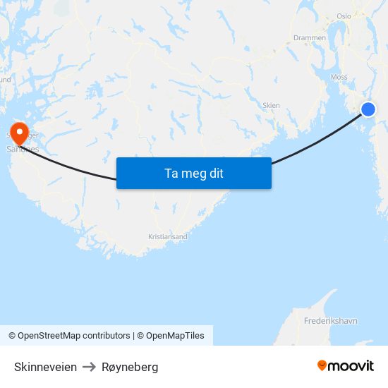 Skinneveien to Røyneberg map