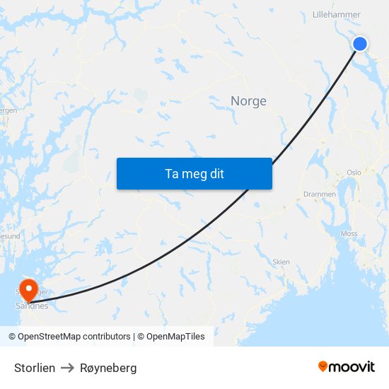 Storlien to Røyneberg map