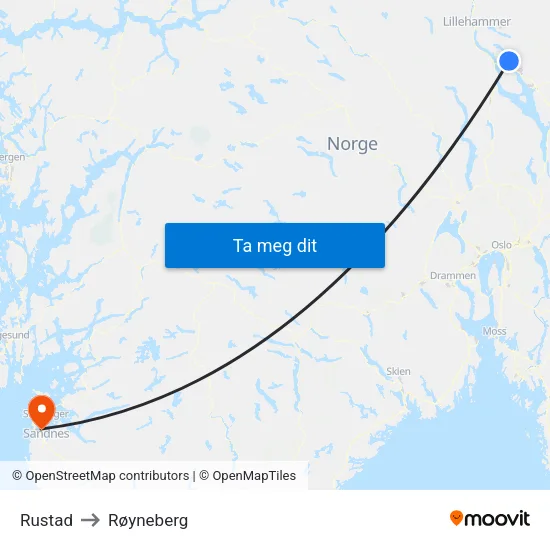 Rustad to Røyneberg map