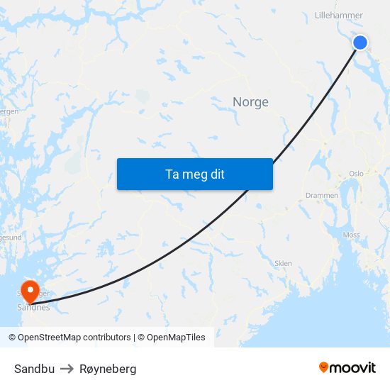 Sandbu to Røyneberg map