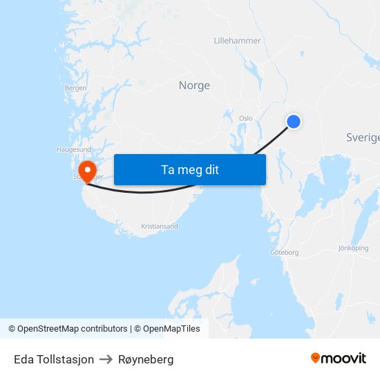 Eda Tollstasjon to Røyneberg map