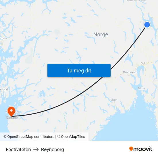 Festiviteten to Røyneberg map