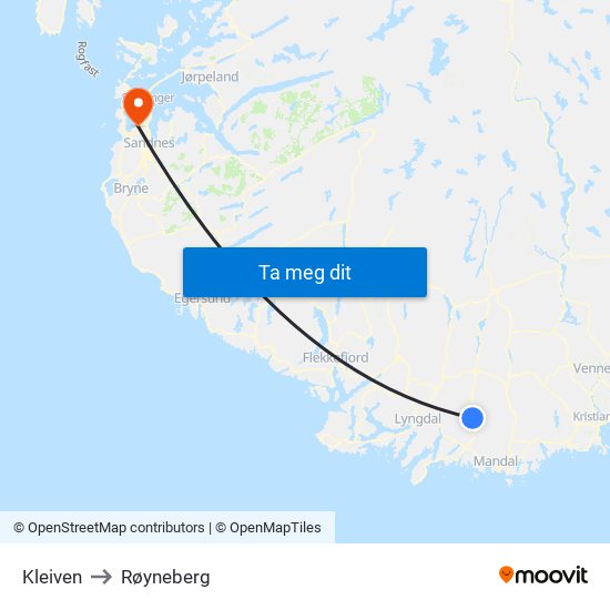 Kleiven to Røyneberg map