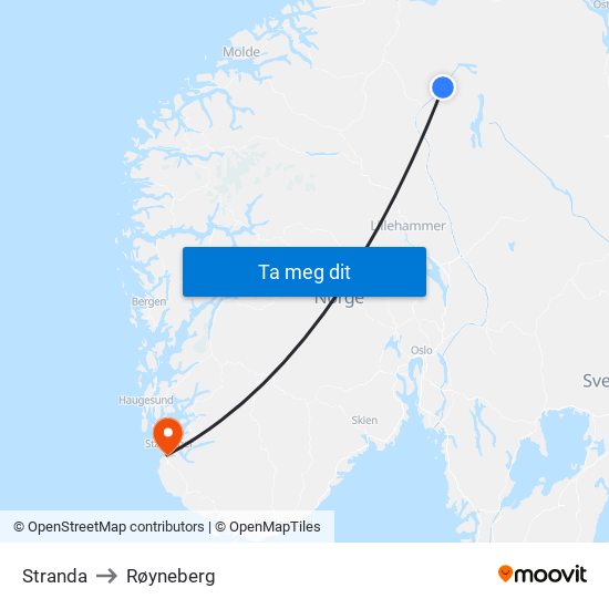 Stranda to Røyneberg map