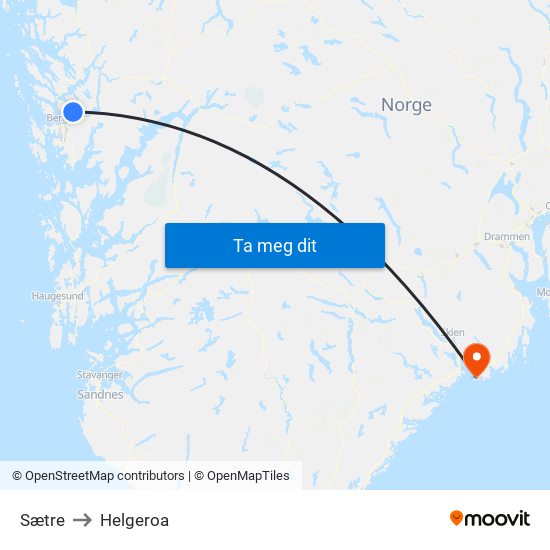 Sætre to Helgeroa map