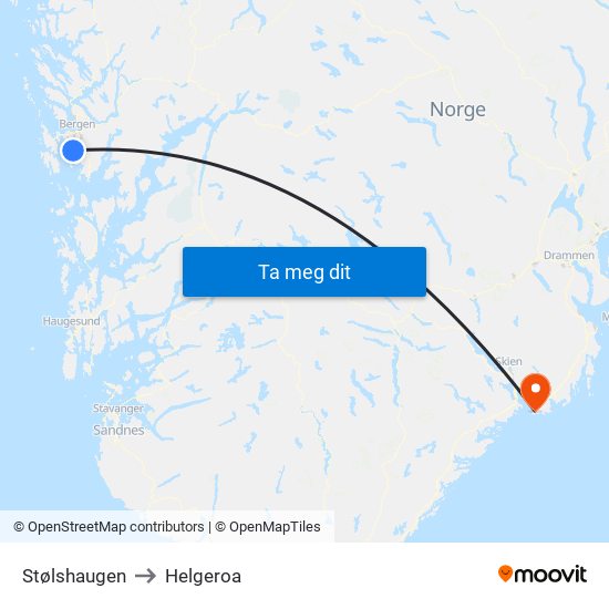 Stølshaugen to Helgeroa map