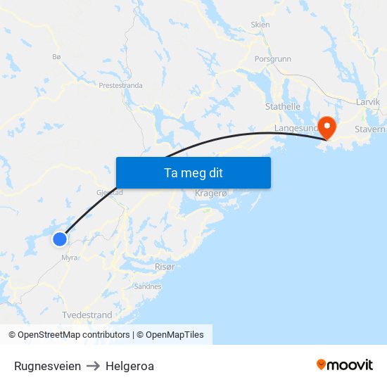 Rugnesveien to Helgeroa map