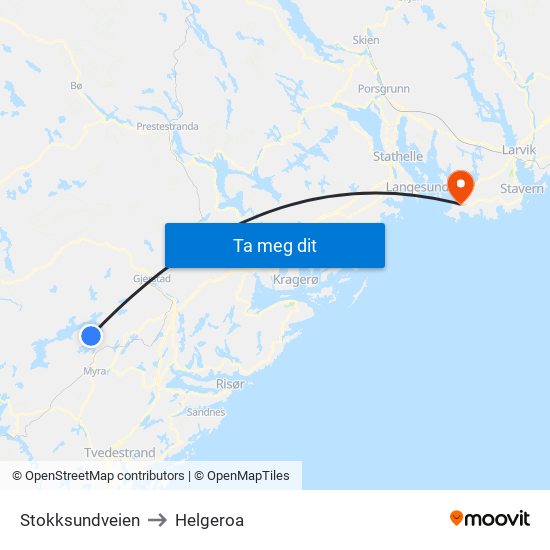 Stokksundveien to Helgeroa map