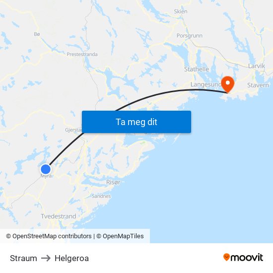 Straum to Helgeroa map