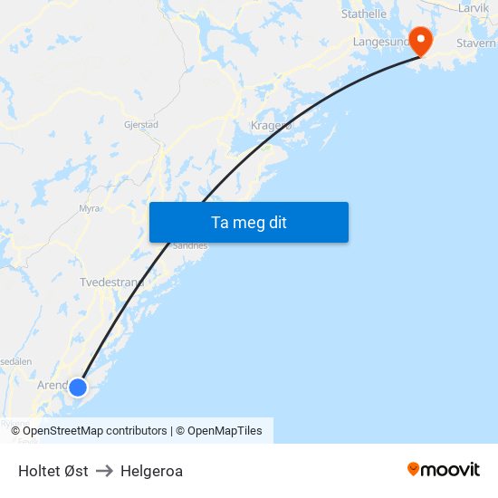 Holtet Øst to Helgeroa map