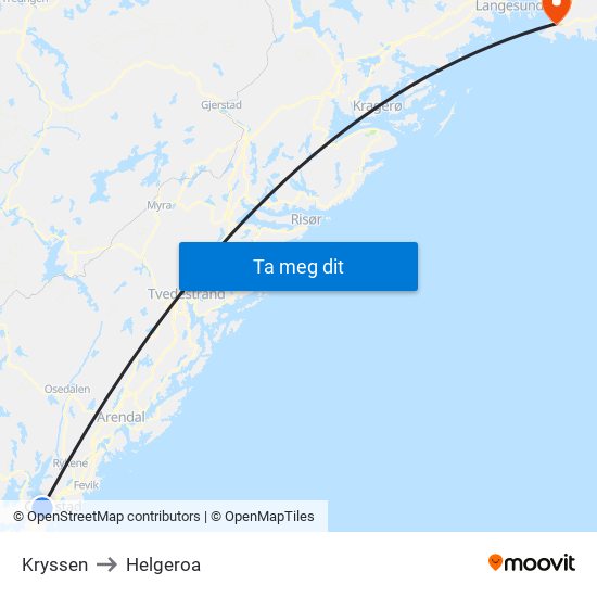 Kryssen to Helgeroa map