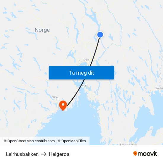 Leirhusbakken to Helgeroa map