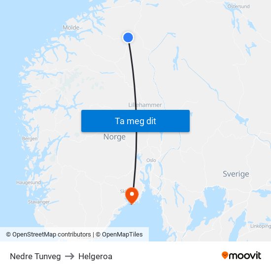 Nedre Tunveg to Helgeroa map