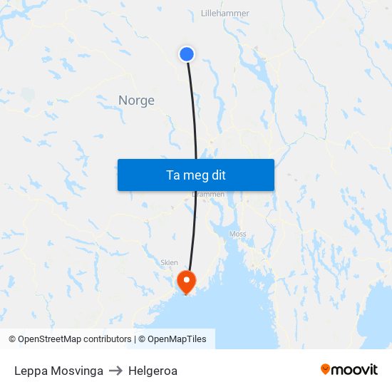 Leppa Mosvinga to Helgeroa map
