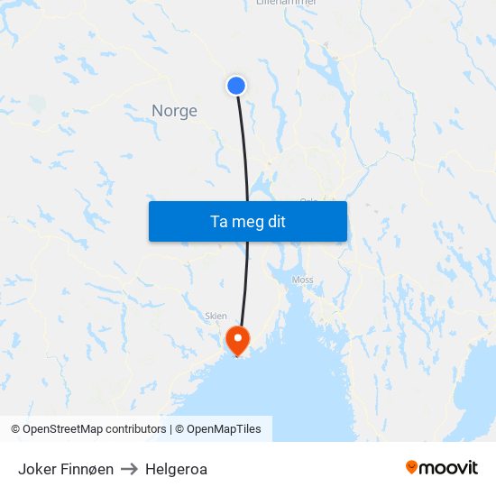 Joker Finnøen to Helgeroa map