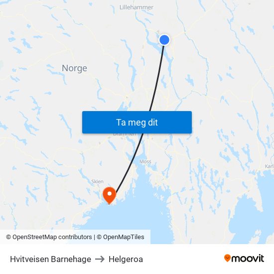 Hvitveisen Barnehage to Helgeroa map