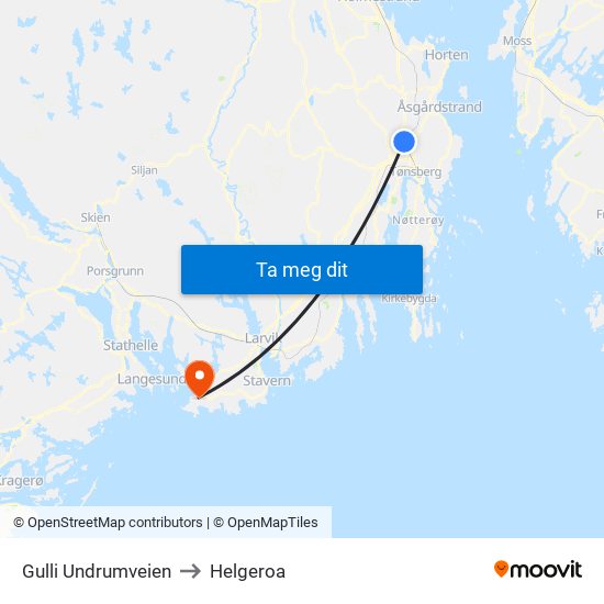 Gulli Undrumveien to Helgeroa map