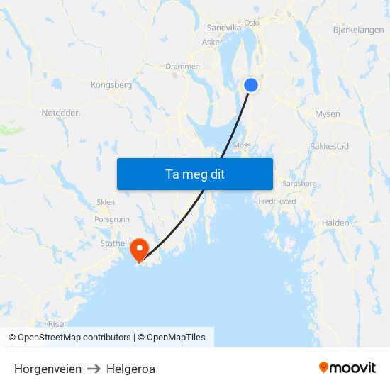 Horgenveien to Helgeroa map