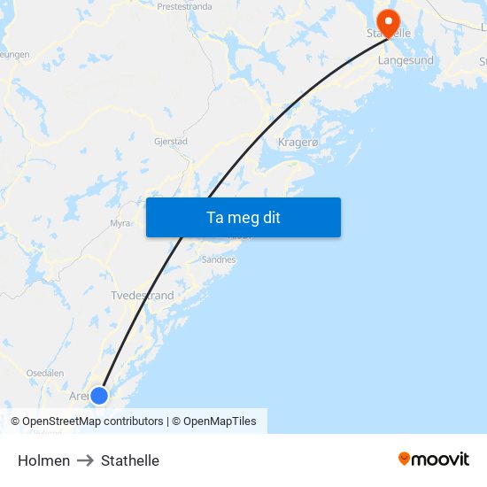 Holmen to Stathelle map