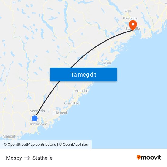 Mosby to Stathelle map