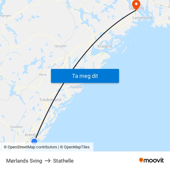 Mørlands Sving to Stathelle map