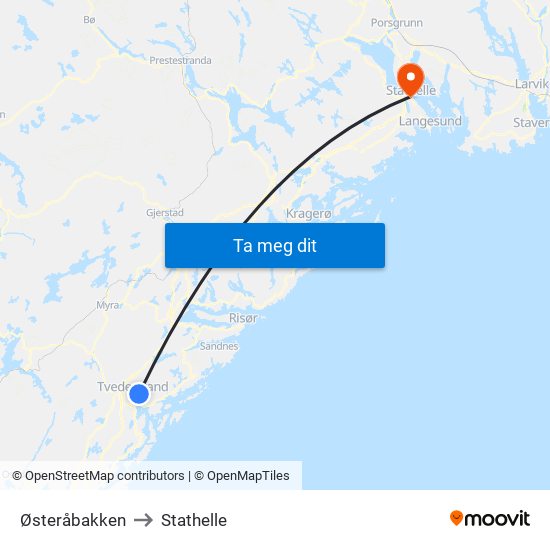 Østeråbakken to Stathelle map