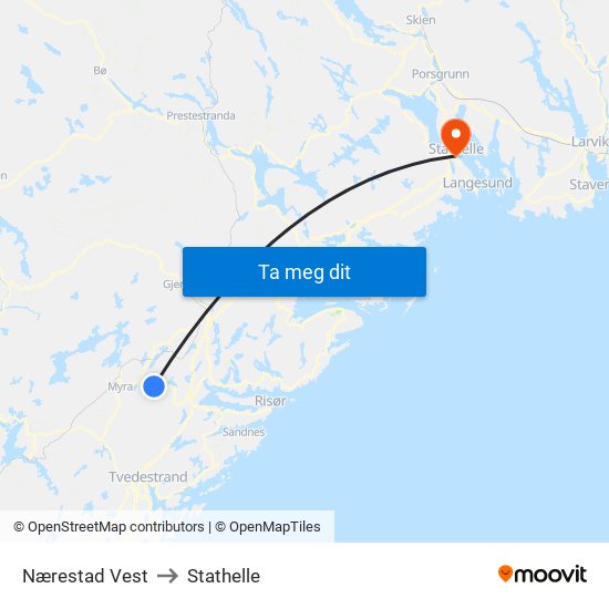 Nærestad Vest to Stathelle map