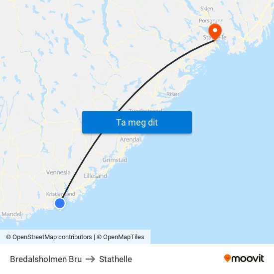 Bredalsholmen Bru to Stathelle map