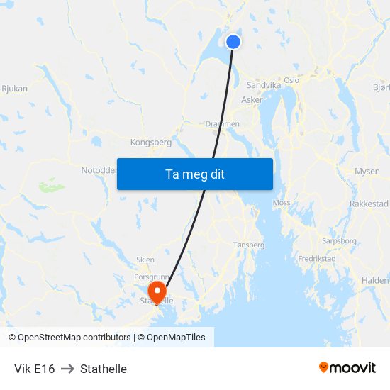 Vik E16 to Stathelle map