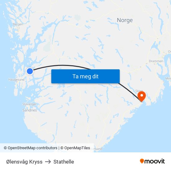 Ølensvåg Kryss to Stathelle map