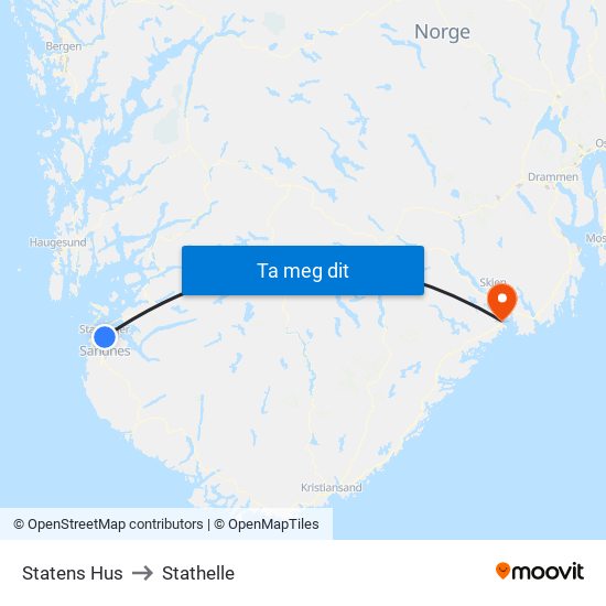 Statens Hus to Stathelle map