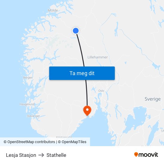 Lesja Stasjon to Stathelle map