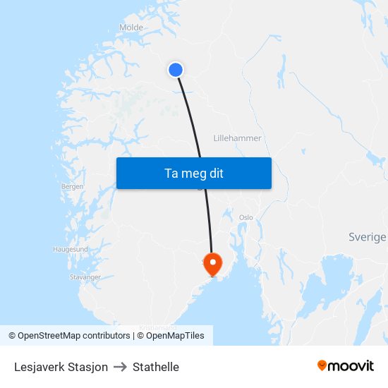 Lesjaverk Stasjon to Stathelle map