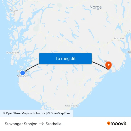 Stavanger Stasjon to Stathelle map