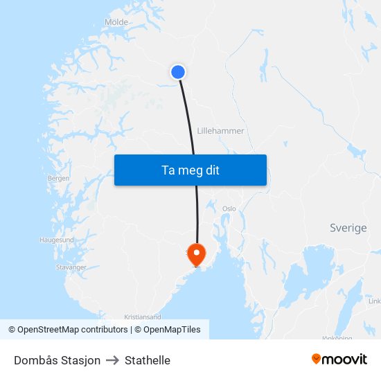 Dombås Stasjon to Stathelle map