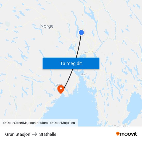 Gran Stasjon to Stathelle map