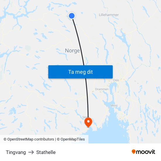 Tingvang to Stathelle map
