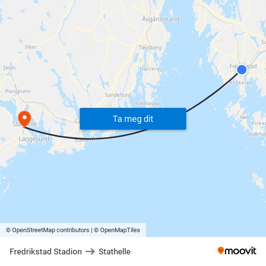 Fredrikstad Stadion to Stathelle map