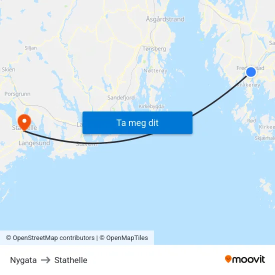 Nygata to Stathelle map